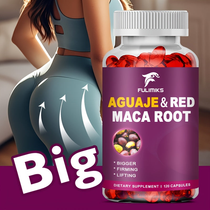 Aguaje Supplement Red Maca Root Extract Capsules Enhances Curves, Firms, Sculpting - 120 Сapsules