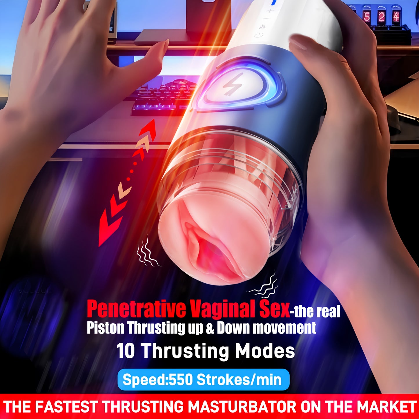 XMAXX Men'S Automatic USB Rechargeable Masturbator with Phone Holder