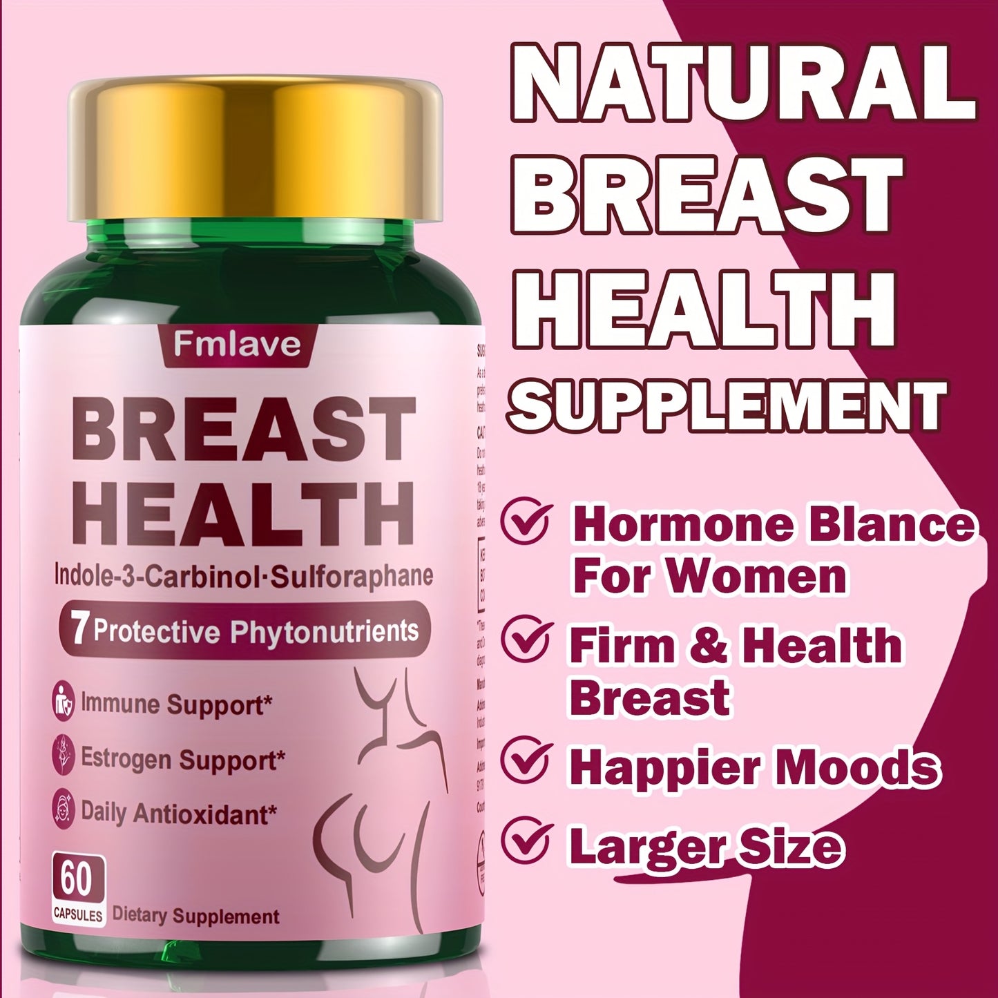 Breast Health 60 Capsules - Features 7 Protective Compounds