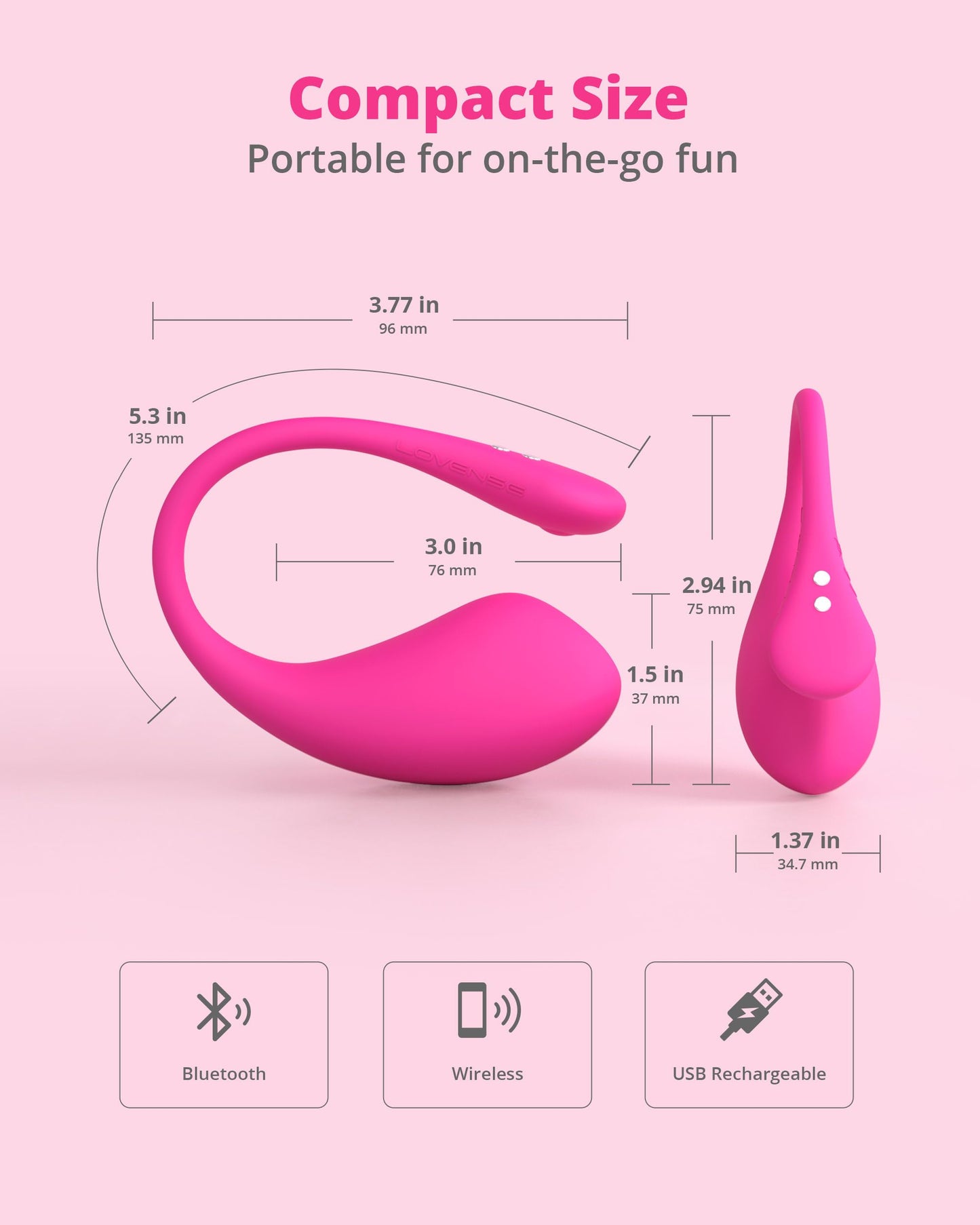 LOVENSE Lush 3 Remote Control Vibrator for Women, Wearable G-spot Vibrators with Remote App Controlled for Female Couples, Discreet Long Distance Adult Sex Toys & Games with Unlimited Vibration Modes