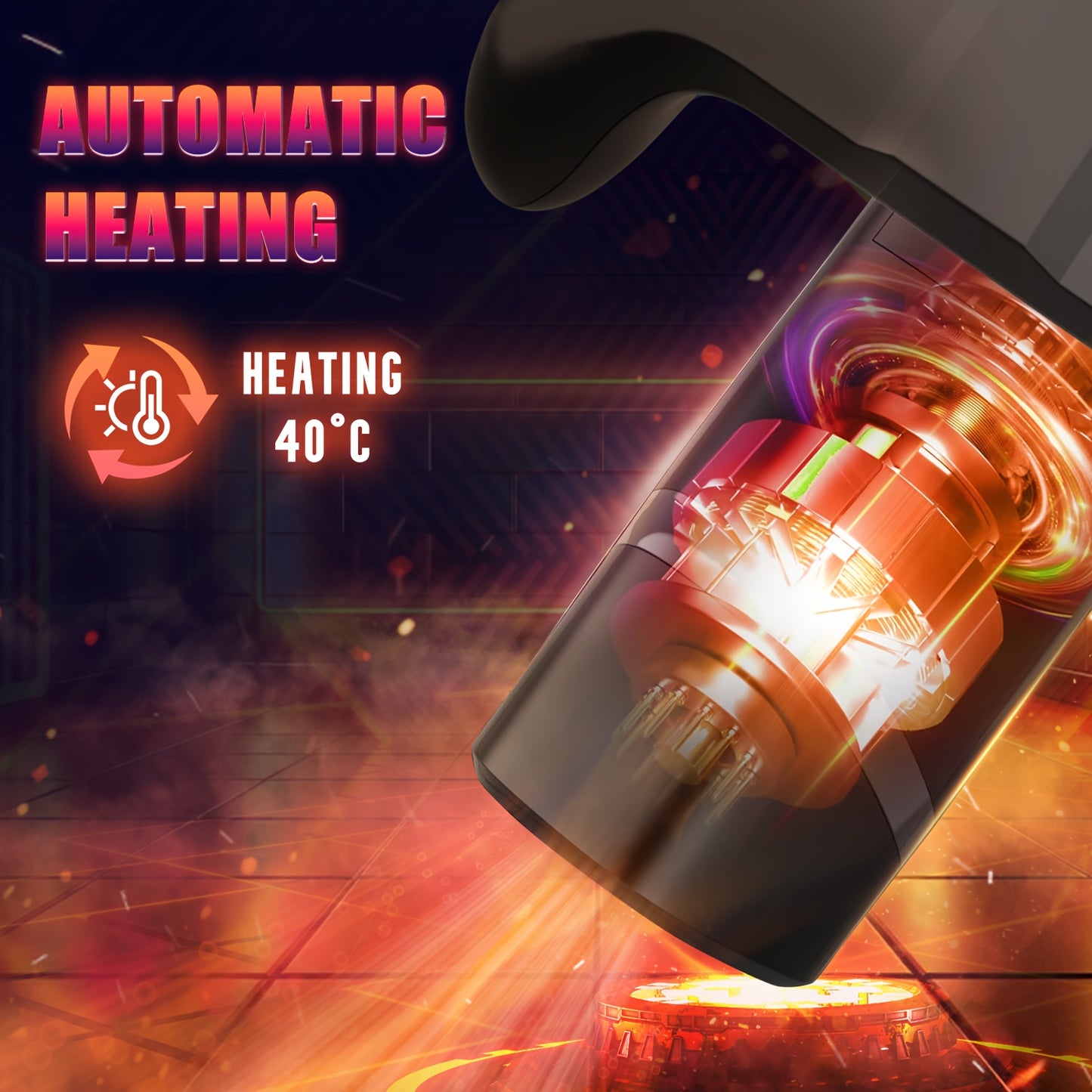 Hands Free Heated Masturbator with 10 Thrusting & 10 Vibrating Modes & Gamepad Design