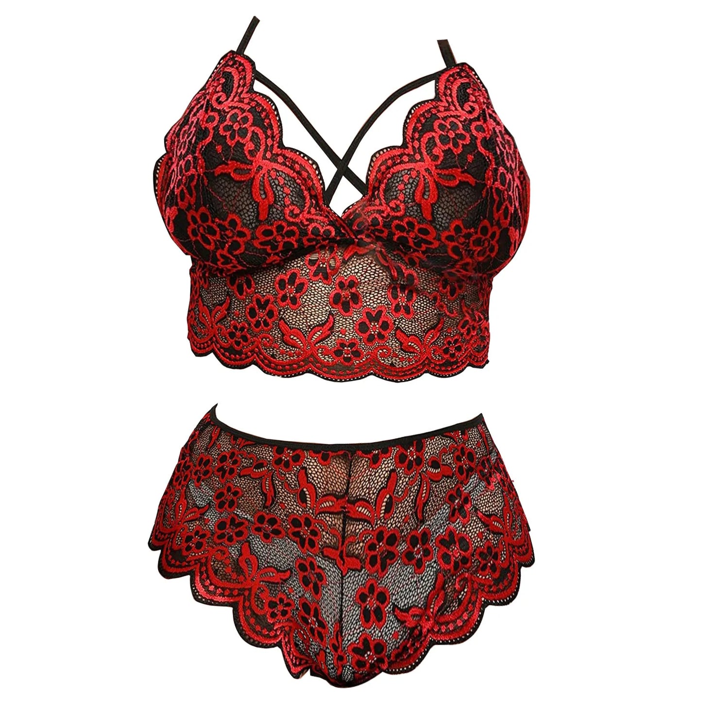 Women Plus Size Underwear Sexy Lingerie Back Cross Bra Lace Bralette