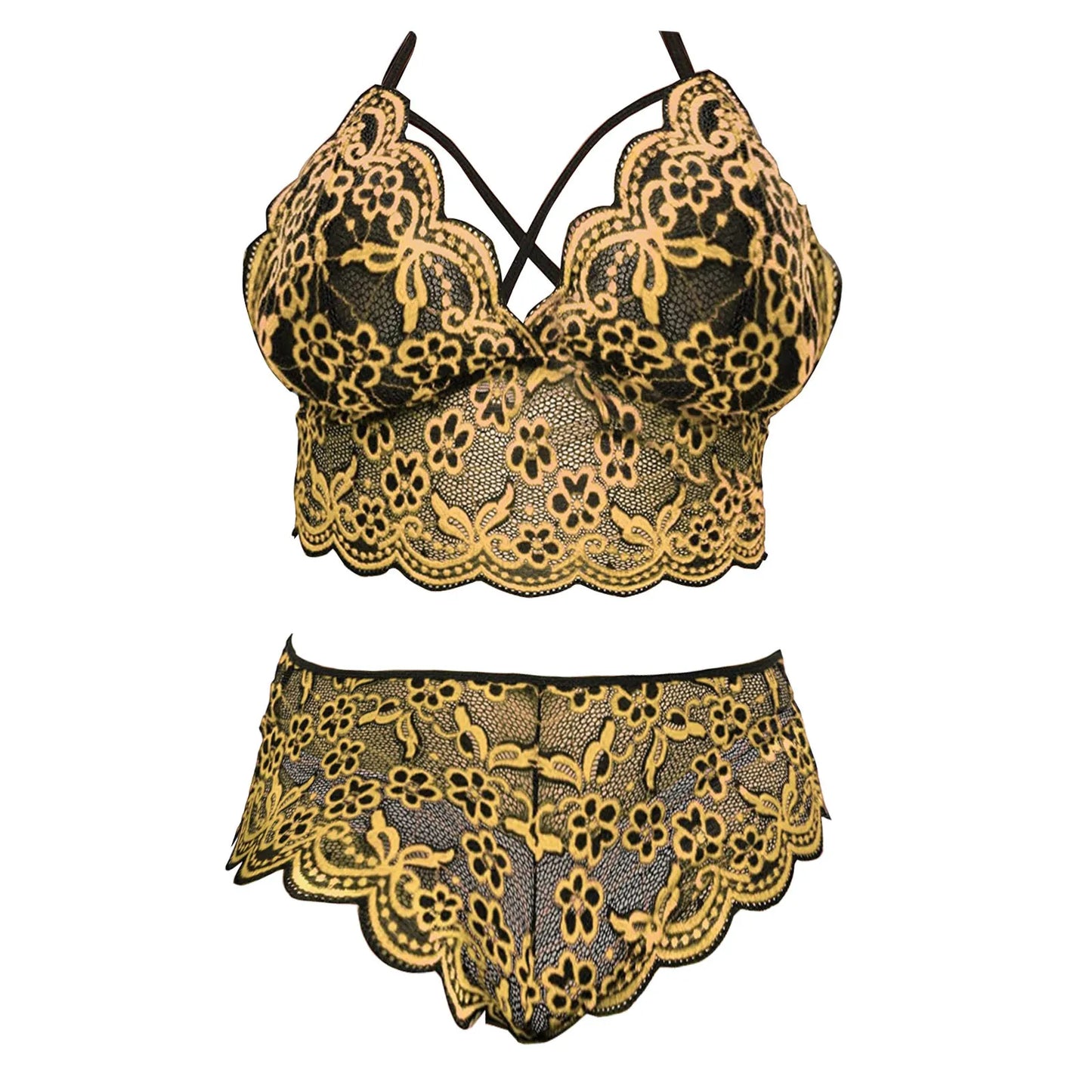 Women Plus Size Underwear Sexy Lingerie Back Cross Bra Lace Bralette