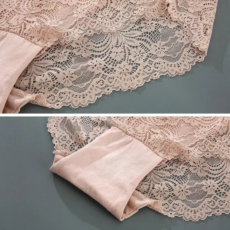 S-4XL Plus Size 3Pcs Lace Panties for Women Underwear
