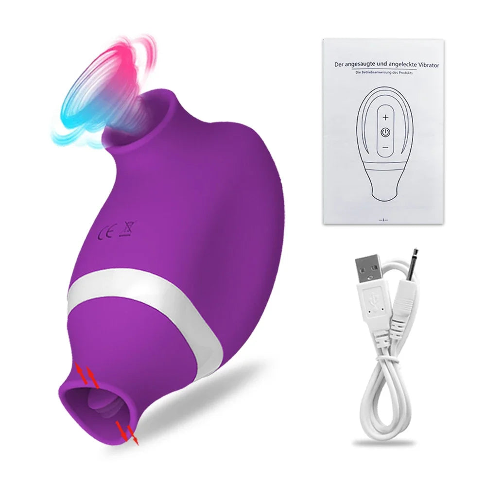 2 in 1 Tongue Clit Sucker Vibrator Female for Women G-Spot Sucking
