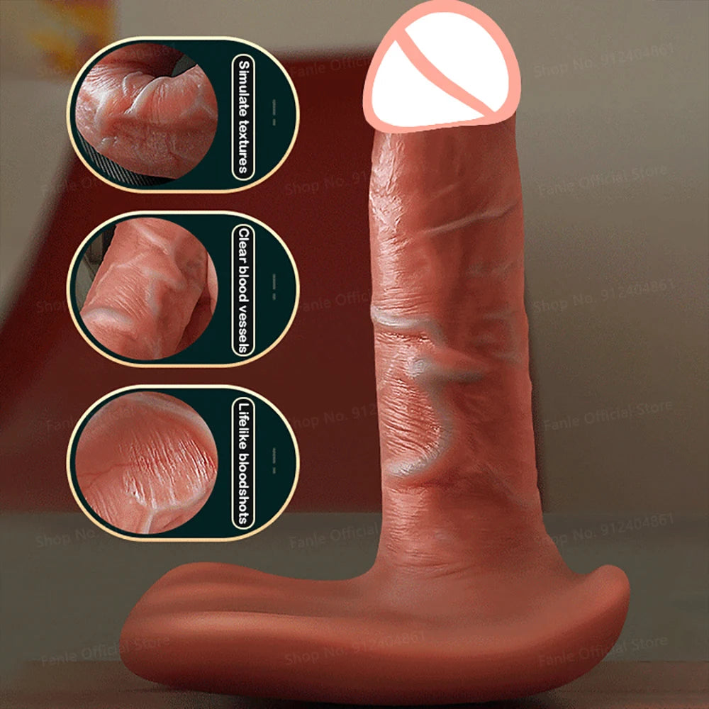 Remote Control Thrusting Real Silicone Dildo Vibrators