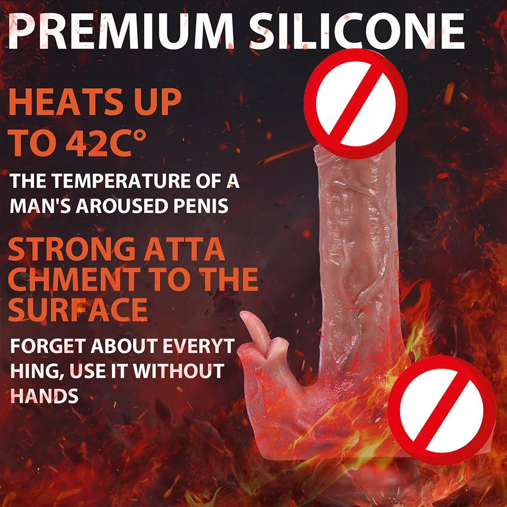 Realistic Thrust Dildo Tongue Licking Remote Control Vibrator