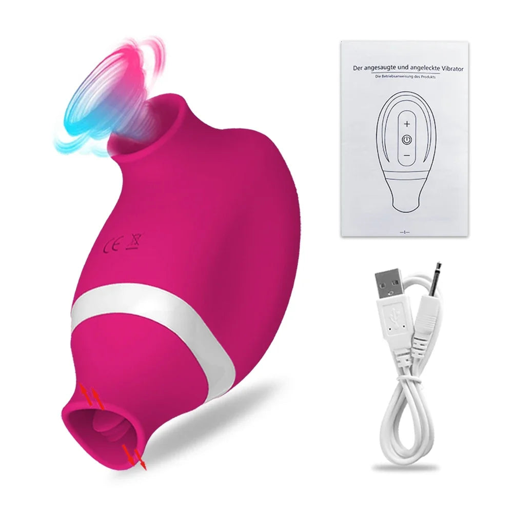 2 in 1 Tongue Clit Sucker Vibrator Female for Women G-Spot Sucking