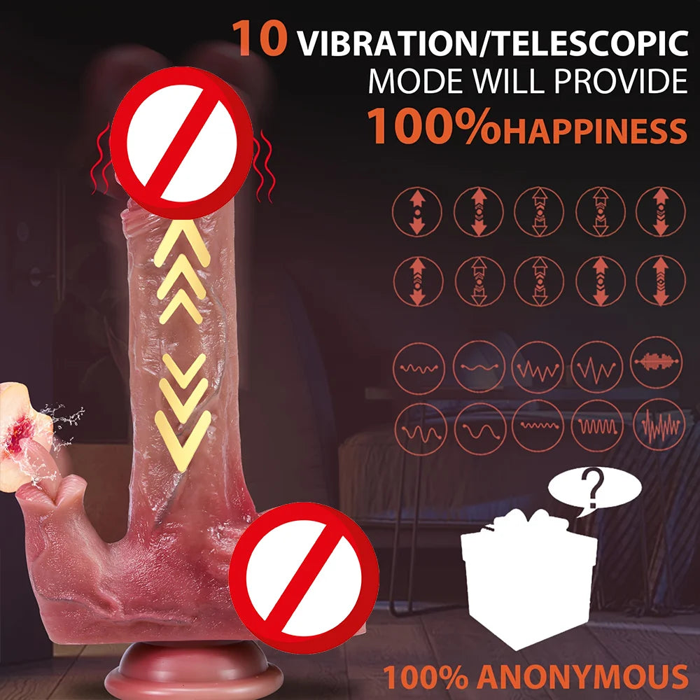 Realistic Thrust Dildo Tongue Licking Remote Control Vibrator