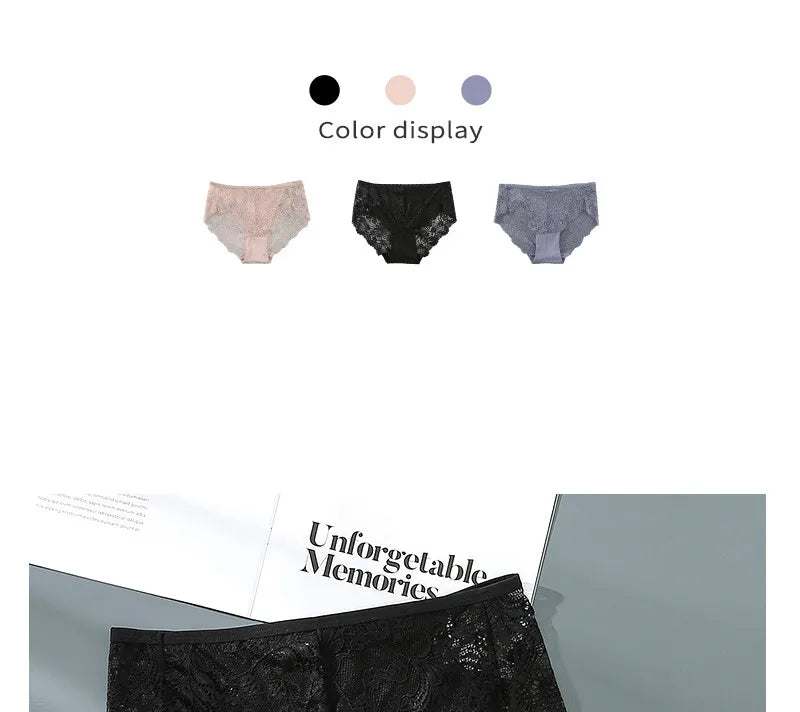 S-4XL Plus Size 3Pcs Lace Panties for Women Underwear