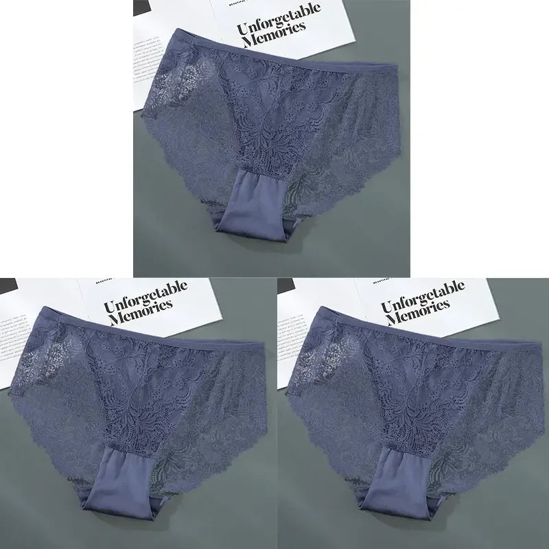 S-4XL Plus Size 3Pcs Lace Panties for Women Underwear