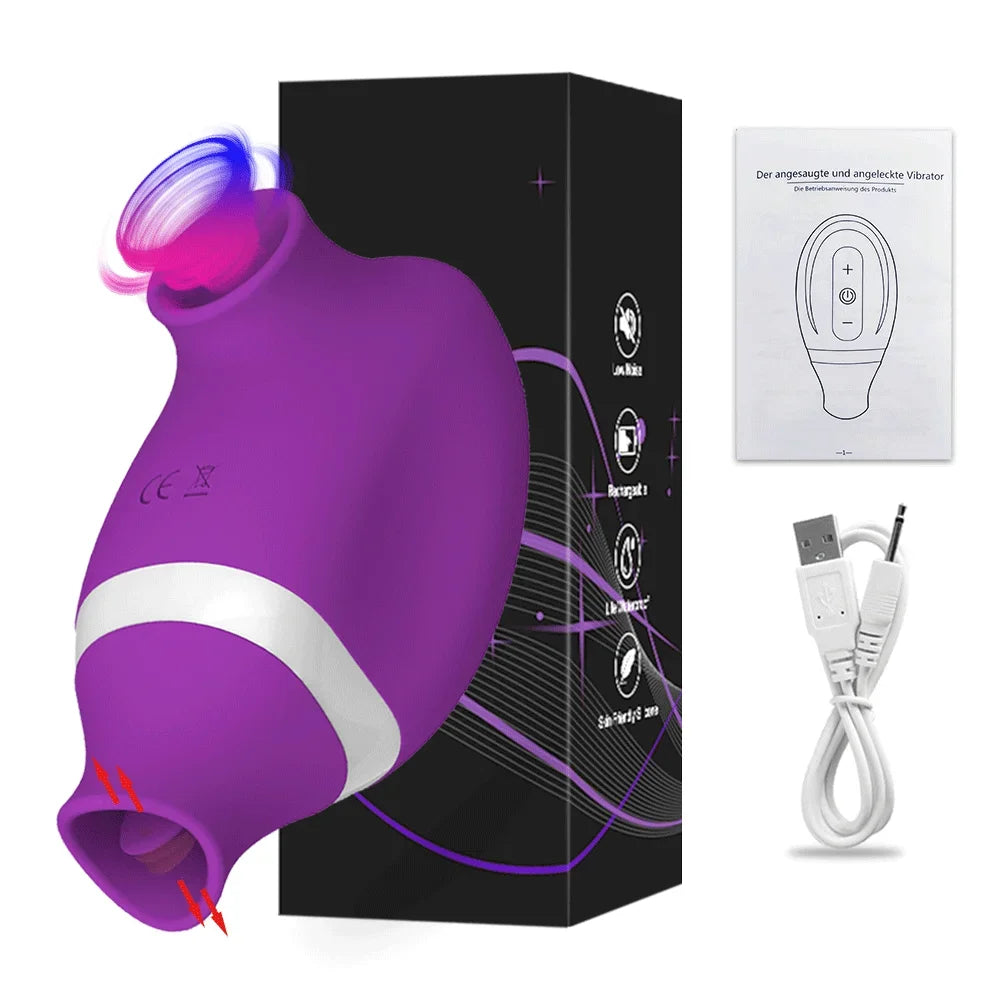 2 in 1 Tongue Clit Sucker Vibrator Female for Women G-Spot Sucking