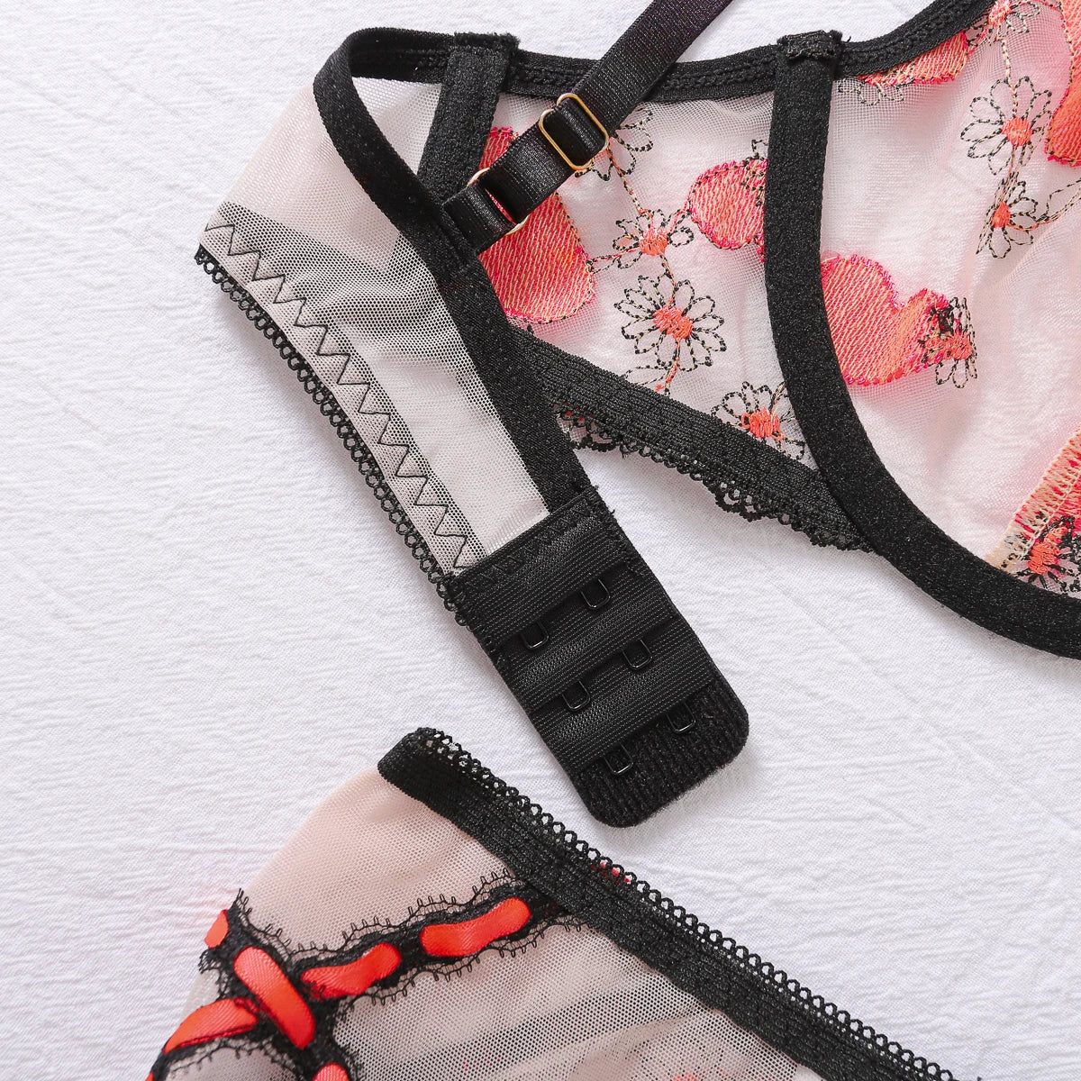 Women Sexy Lingerie Mesh Embroidery Printing Patchwork Micro