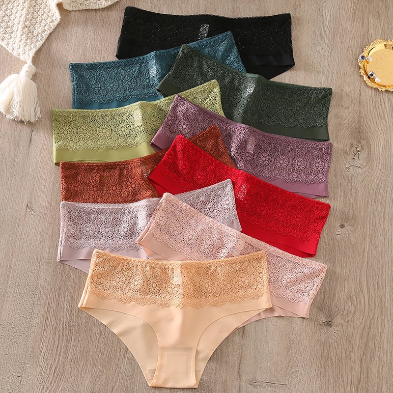 BZEL Lace Women's Panties Sweet Flowers Underwear Silk