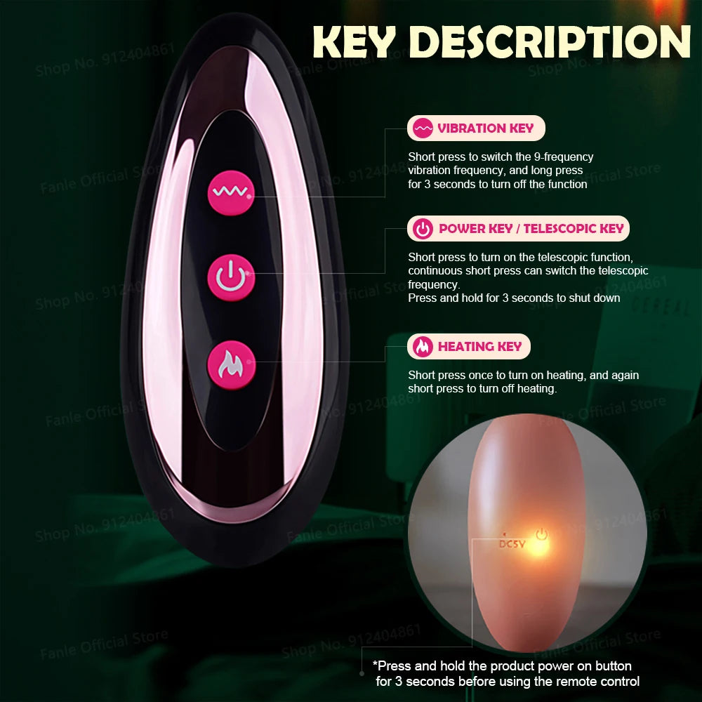 Remote Control Thrusting Real Silicone Dildo Vibrators