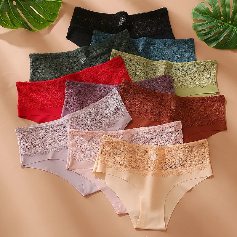 BZEL Lace Women's Panties Sweet Flowers Underwear Silk