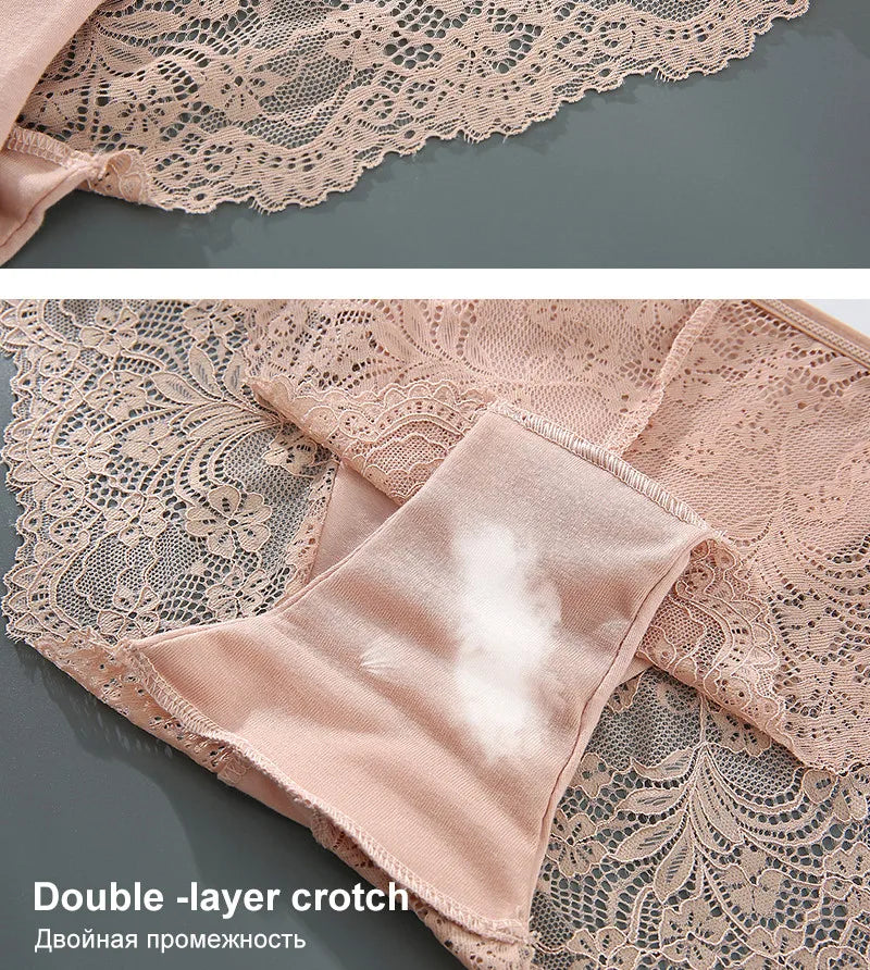 S-4XL Plus Size 3Pcs Lace Panties for Women Underwear