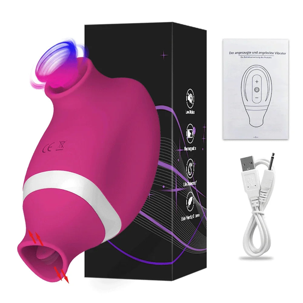 2 in 1 Tongue Clit Sucker Vibrator Female for Women G-Spot Sucking
