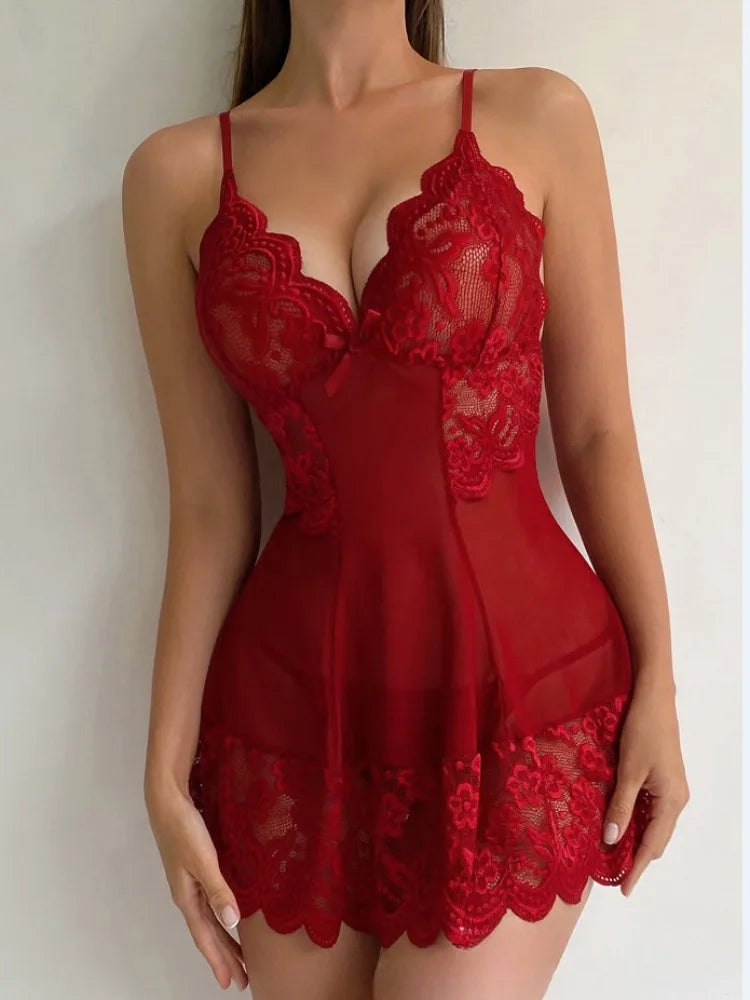 Sexy Lingerie Set Lace Short Nightdress