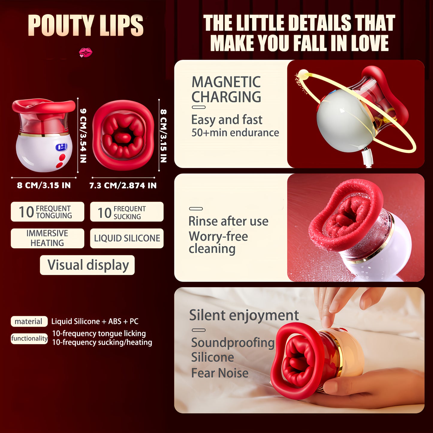 Simulated Large Mouth Red Lip Style Electric Nipple And Clit Stimulator