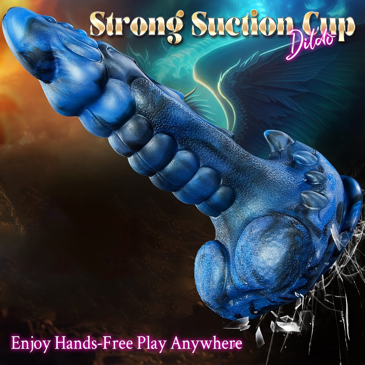 5 IN1 Fantasy Monster 9.5" Dildo with 8 Thrusting & Vibrations