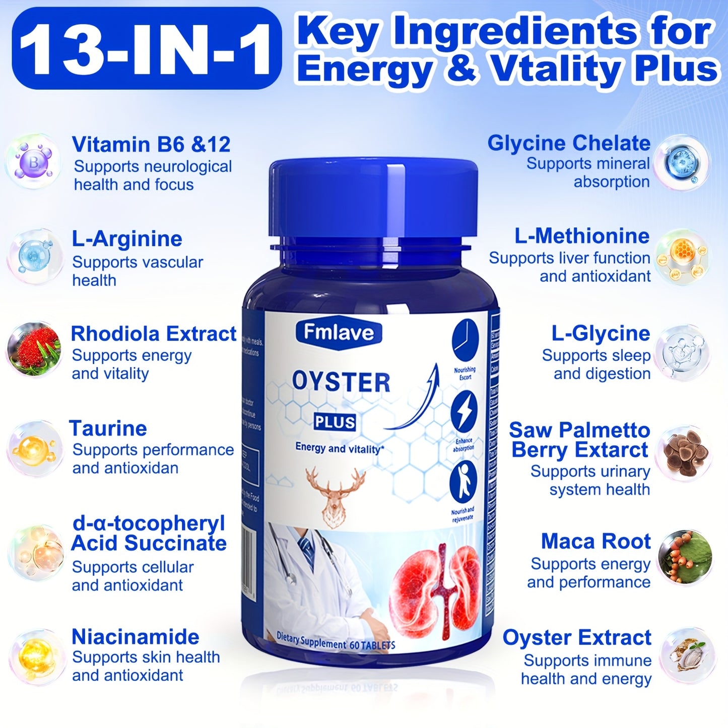 Oyster Plus Energy Supplement - 30day Supply