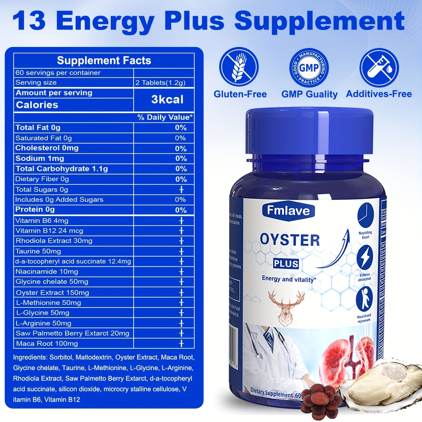Oyster Plus Energy Supplement - 30day Supply