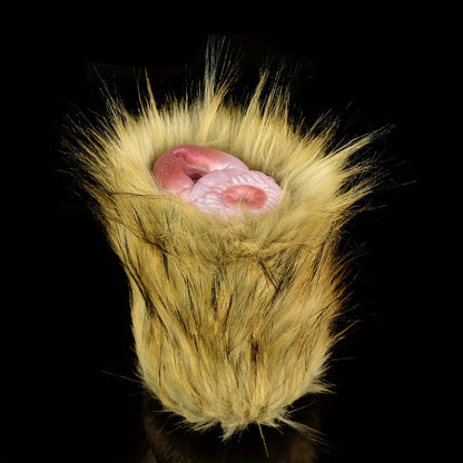 Double Channel Masturbator with Yellow Artificial Fur