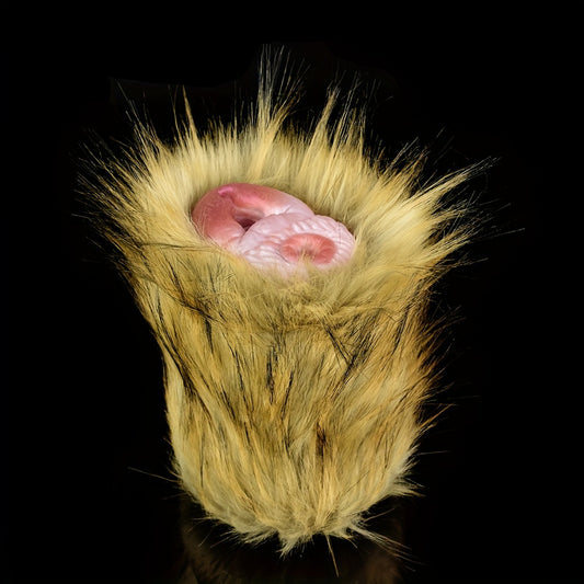 Double Channel Masturbator with Yellow Artificial Fur