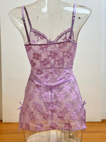 See-through Lace Sling Ultra Short One-piece Sexy Lingerie