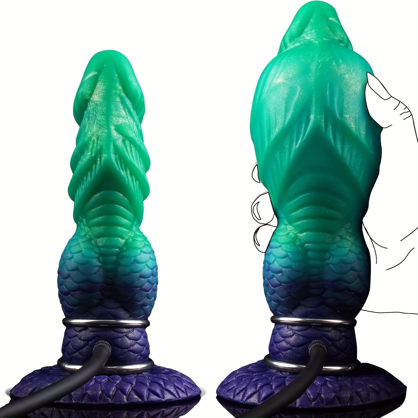 Inflatable Dragon Dildo - Adjustable Thickness W/Suction Cup Bottom