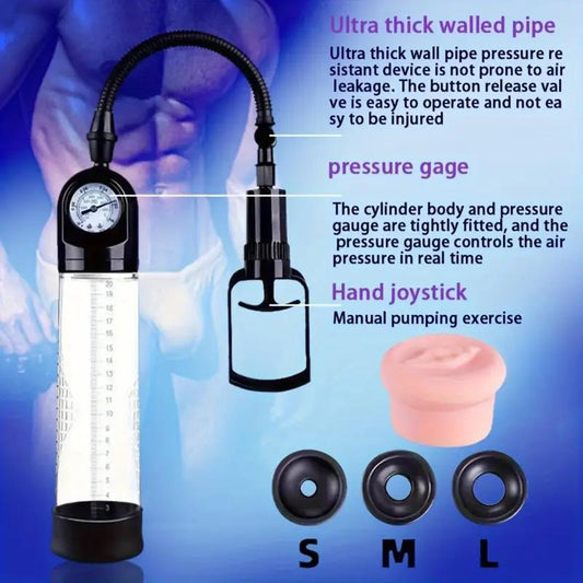 Male Vacuum Pump Toy with Pressure Gauge