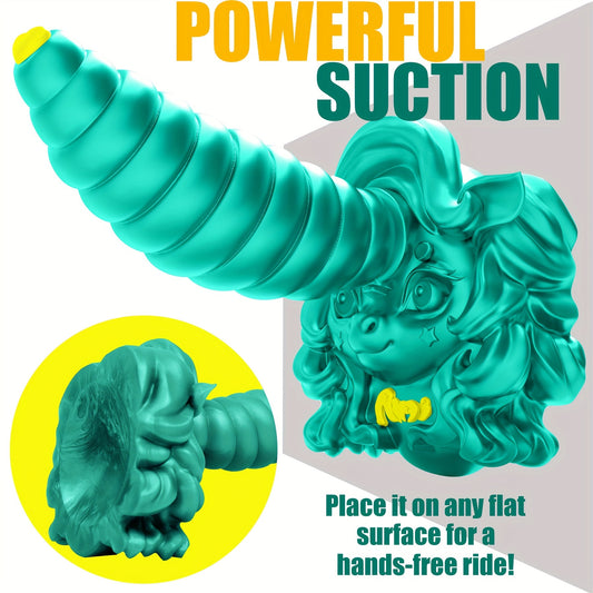 8.7" Green Huge Monster Unicorn Dildo