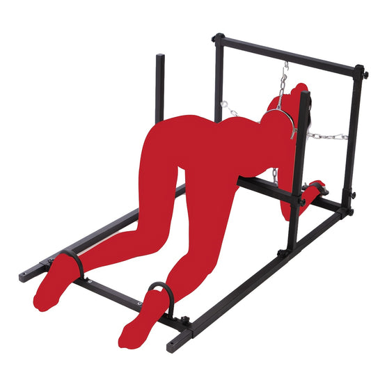 Adult Restraint Pillory with Handcuffs, Collar, Ankle Cuffs