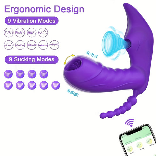 Wearable 3 In 1 APP Dildo Vibrator With Vacuum Vagina Clitoris Stimulator