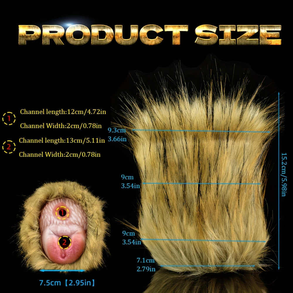 Double Channel Masturbator with Yellow Artificial Fur
