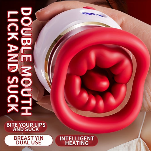 Simulated Large Mouth Red Lip Style Electric Nipple And Clit Stimulator