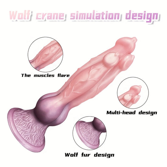 Wolf Cock with Three Heads Dildo 10.6" Huge Thick