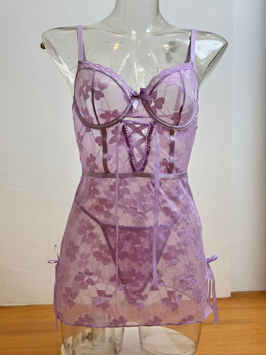 See-through Lace Sling Ultra Short One-piece Sexy Lingerie