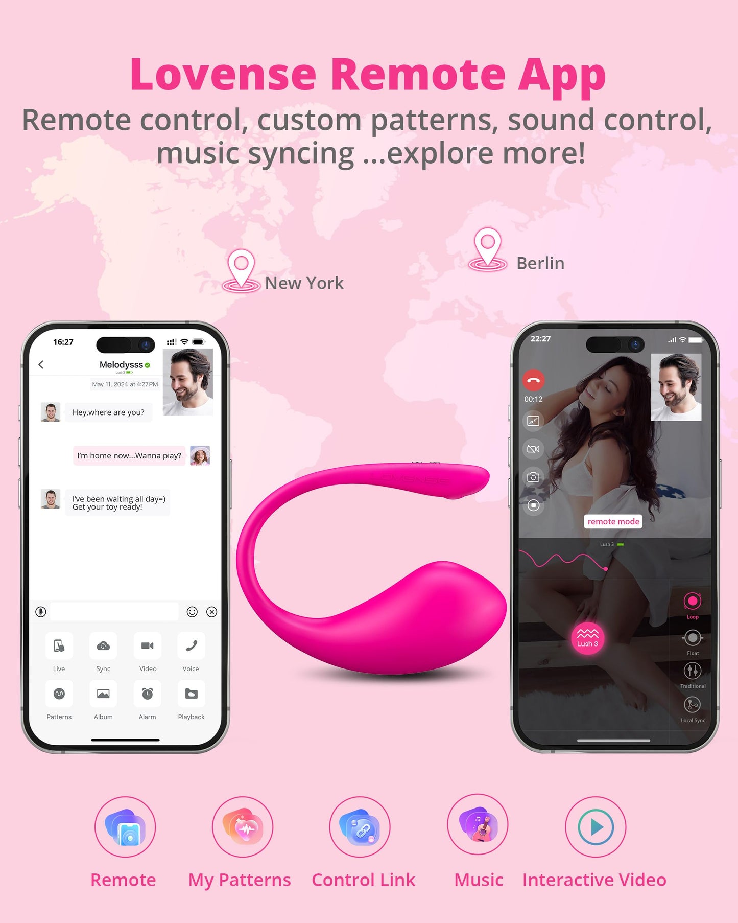 LOVENSE Lush 3 Remote Control Vibrator for Women, Wearable G-spot Vibrators with Remote App Controlled for Female Couples, Discreet Long Distance Adult Sex Toys & Games with Unlimited Vibration Modes