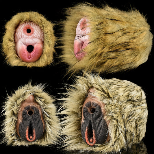 Double Channel Masturbator with Yellow Artificial Fur