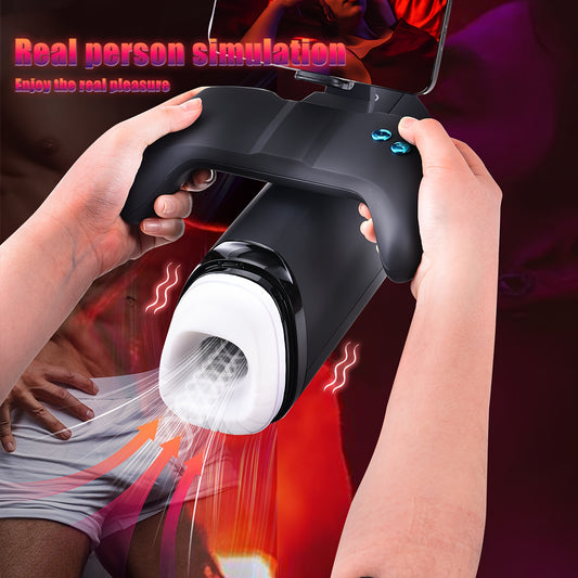 Hands Free Heated Masturbator with 10 Thrusting & 10 Vibrating Modes & Gamepad Design