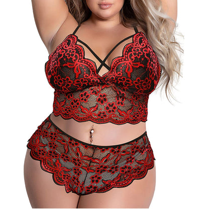 Women Plus Size Underwear Sexy Lingerie Back Cross Bra Lace Bralette