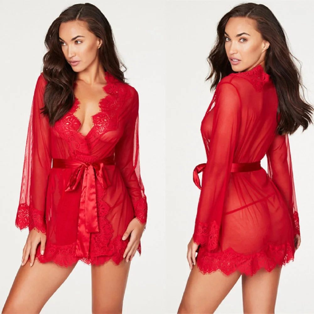 Sleepwear Women Lace Babydoll Erotic Sexy Lingerie Pajamas