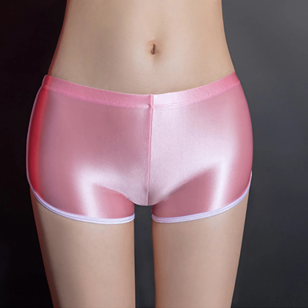 Sexy Lingerie Woman Body Oil Shiny Glossy Safety Short Pants