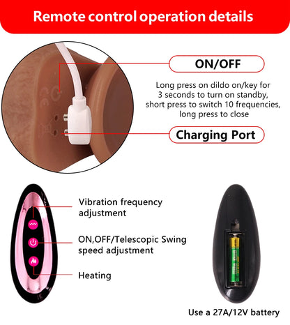 Realistic Dildo Telescopic Vibrator Masturbation Anal plug