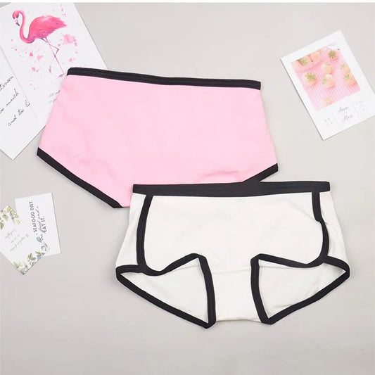 2pcs Set Comfortable Underwear Women Cotton Boyshort Briefs