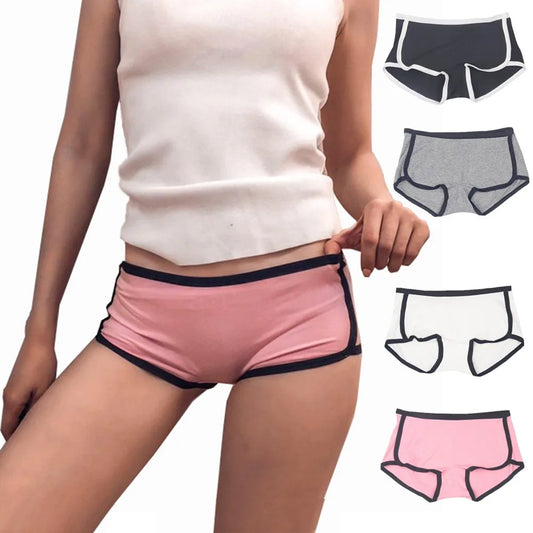 2pcs Set Comfortable Underwear Women Cotton Boyshort Briefs