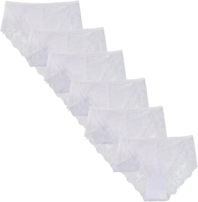 6/10PCS Plus Size Lace Cheeky Women Panties Floral
