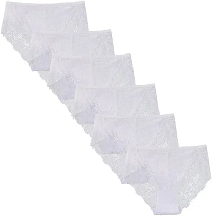 6/10PCS Plus Size Lace Cheeky Women Panties Floral